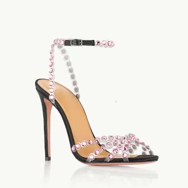 Cross-Border Manufacturer Order European And American Style Elegant Socialite Jelly Sandals Stiletto Colorful Diamond High Heels For Banquets
