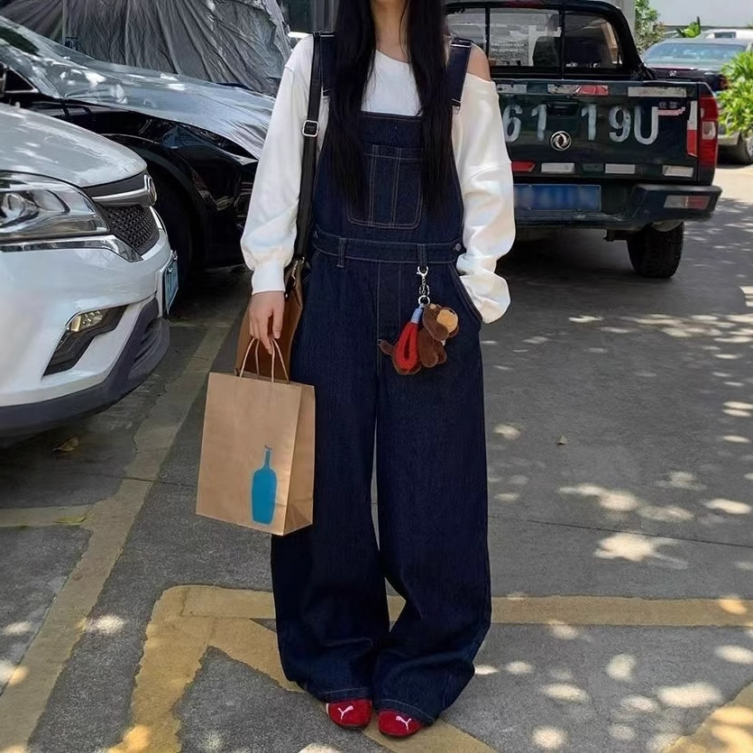 Spring And Autumn Women's New Designer Pants High-waisted American Style Vintage Straight Loose Wide-leg Pants Trendy Denim Overalls