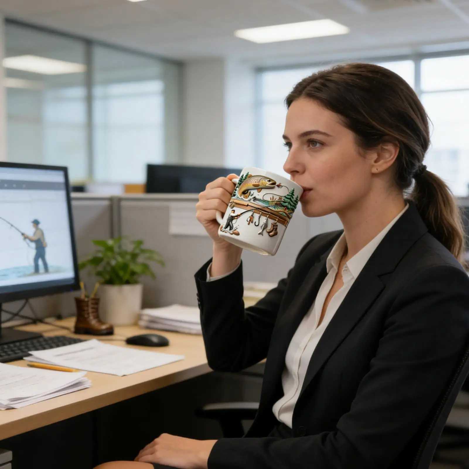 350ml Ceramic Fishing Mug Funny Novelty Drinkware Fisherman Coffee Mug for Cold Weather Outdoor Fishing Camping Hiking Picnic D260323