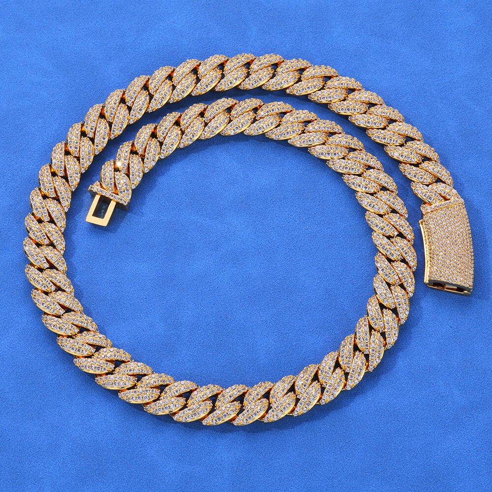 Jewelry Hip Hop 13mm double row Moissanite bubble Cuban chain jewelry necklace men's high end custom bracelet 3a - view 7