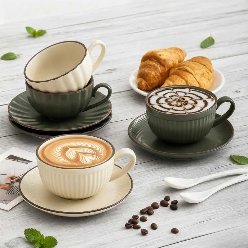 ins high value 250ml-300ml ceramic latte coffee cup latte cappuccino mocha cup European style small luxury cup D260323