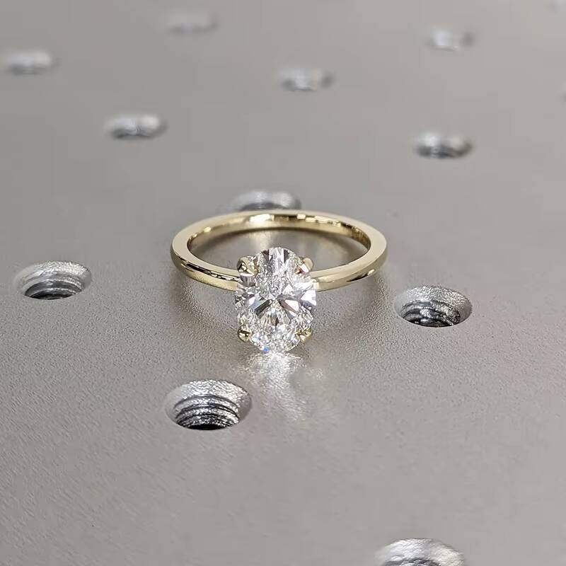 Hot Sale 2Ct Diamond D-VS1 Engagement Ring 14k Solitaire Yellow Gold Oval Cut IGI Diamond Ring for Women