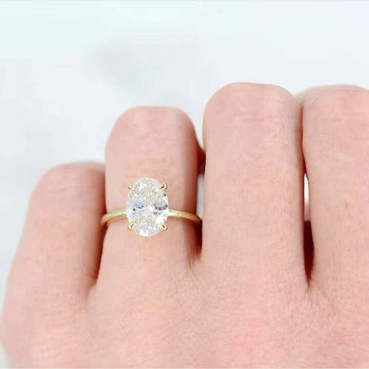 Maiyi 9K/10K/14K/18K/22K Solid Gold Yellow Gold Oval Cut D Color VS1 Solitaire Cvd Diamond Engagement Ring With IGICertificate