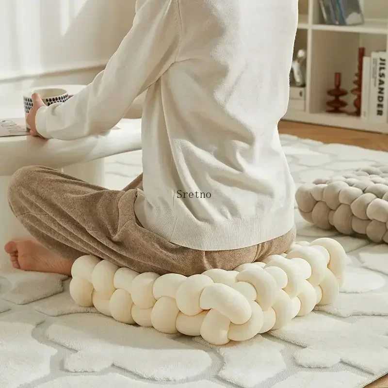 Hand-made Woven Buttocks Cushion 2025 Square Floor Cushions Nordic Aesthetic Stuffed Pillow Office Chair Decorative Plush Cojine H260323