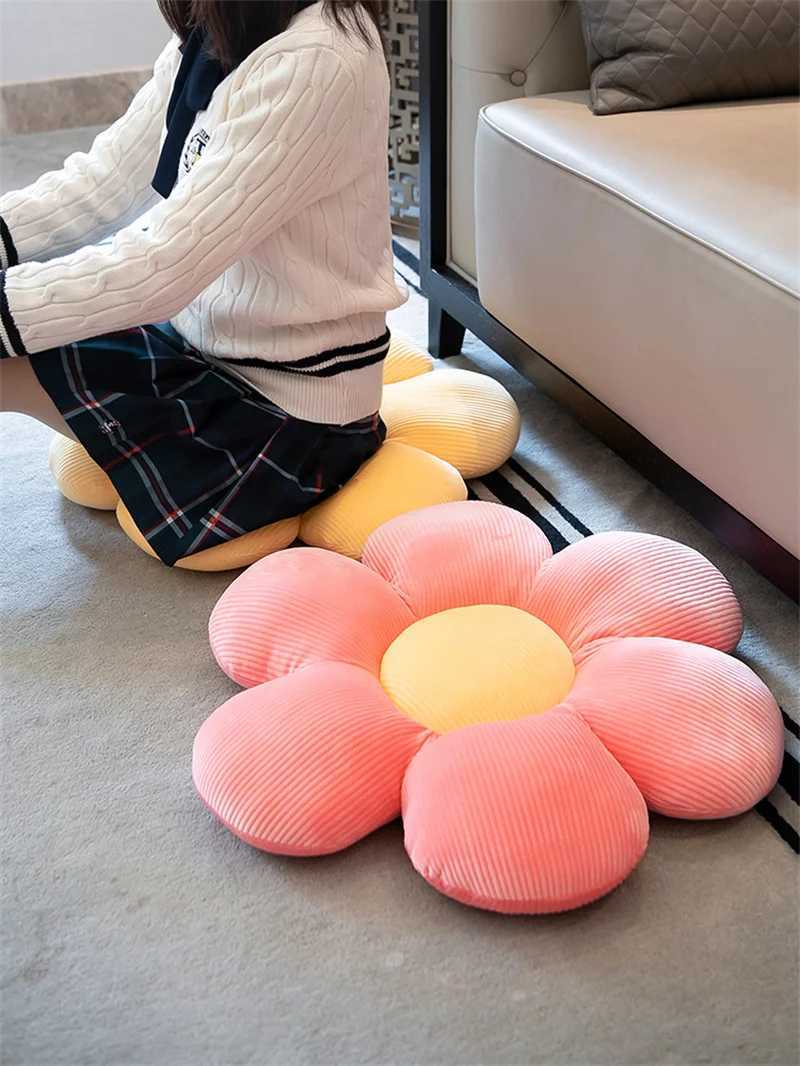 Stuffed Six Petal Flower Cushion Girly Room Decor SunflowerSetting for Kids Bedroom Seat Pillow Bay Window Pink Flower H260323
