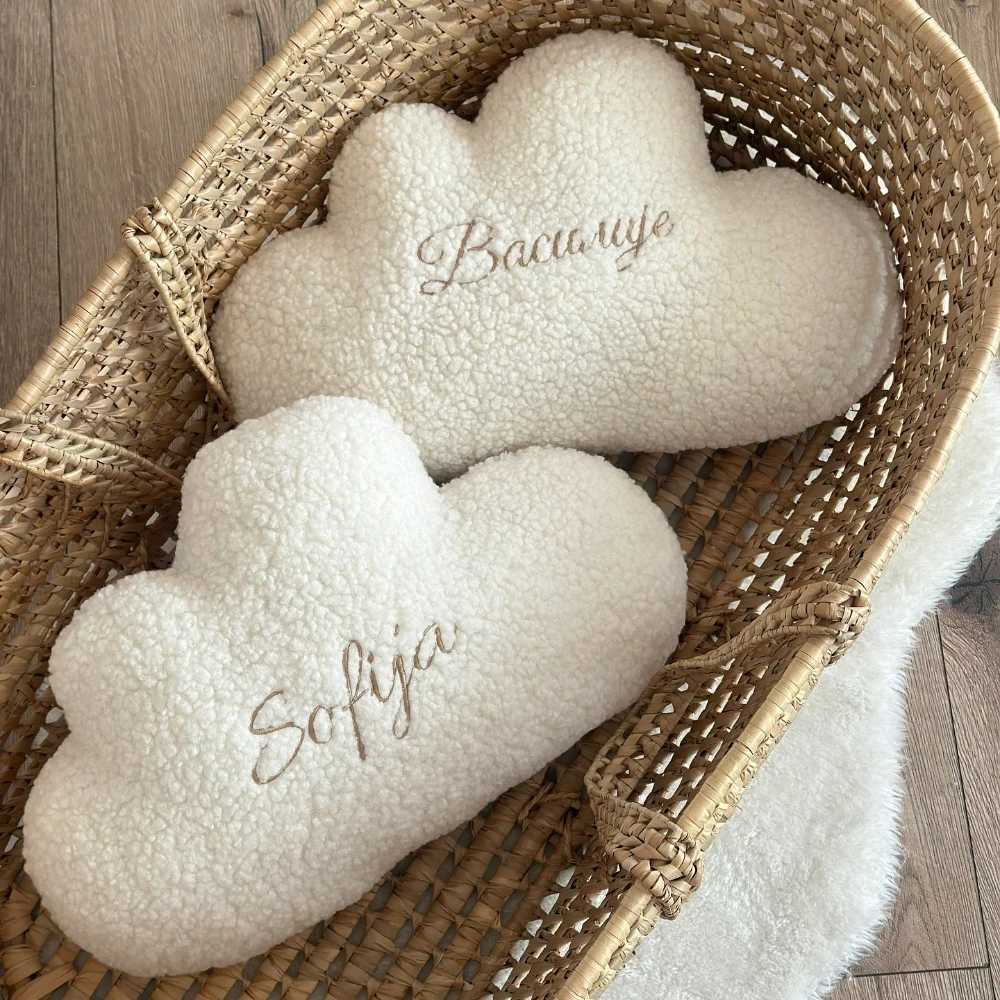 Personalized Name Baby Pillows Cloud Shape Lambswool Newborn Bedding Throw Pillows Home Sofa Room Decorative Cushion H260323