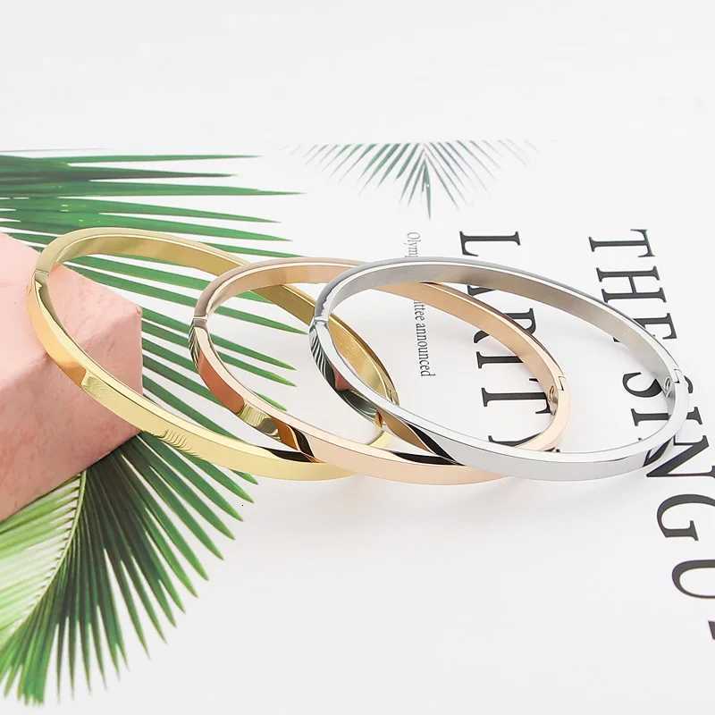 Hot Fashion Stainless Steel Jewelry Oval Bangle for Woman Child Charm Party Wedding Brand Gift H260323 - view 5