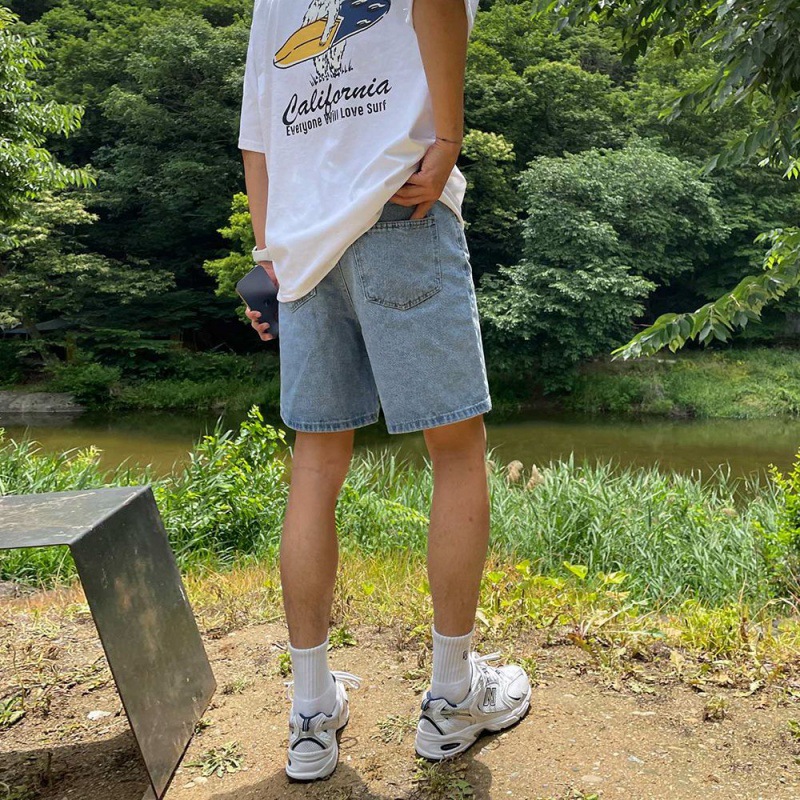 Trendy high street style fully studded, hip-hop cross-shaped straight-leg rhinestone-embellished denim shorts mid-length jeans 2025 new release cool W260323