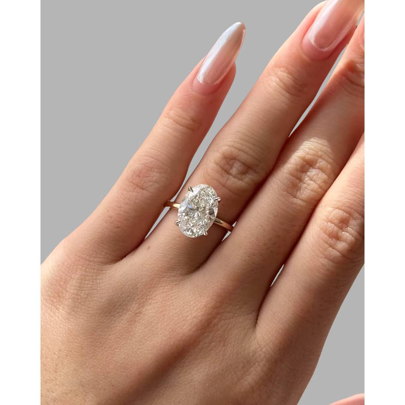 403 Ct Oval Cut Lab-Grown Engagement Ring IGI Certified VS1 Diamond with Hidden Halo Two-Tone 14K Gold Elegant Style
