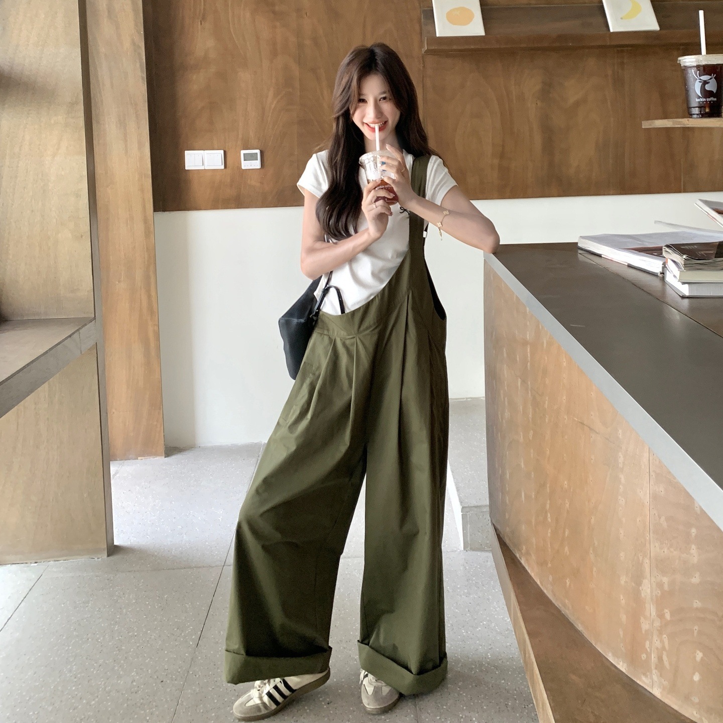 Korean-style Workwear-inspired Street-style Overalls For Women Designer Pants Summer New Design Stylish And Loose-fitting Casual Wide-leg Pants