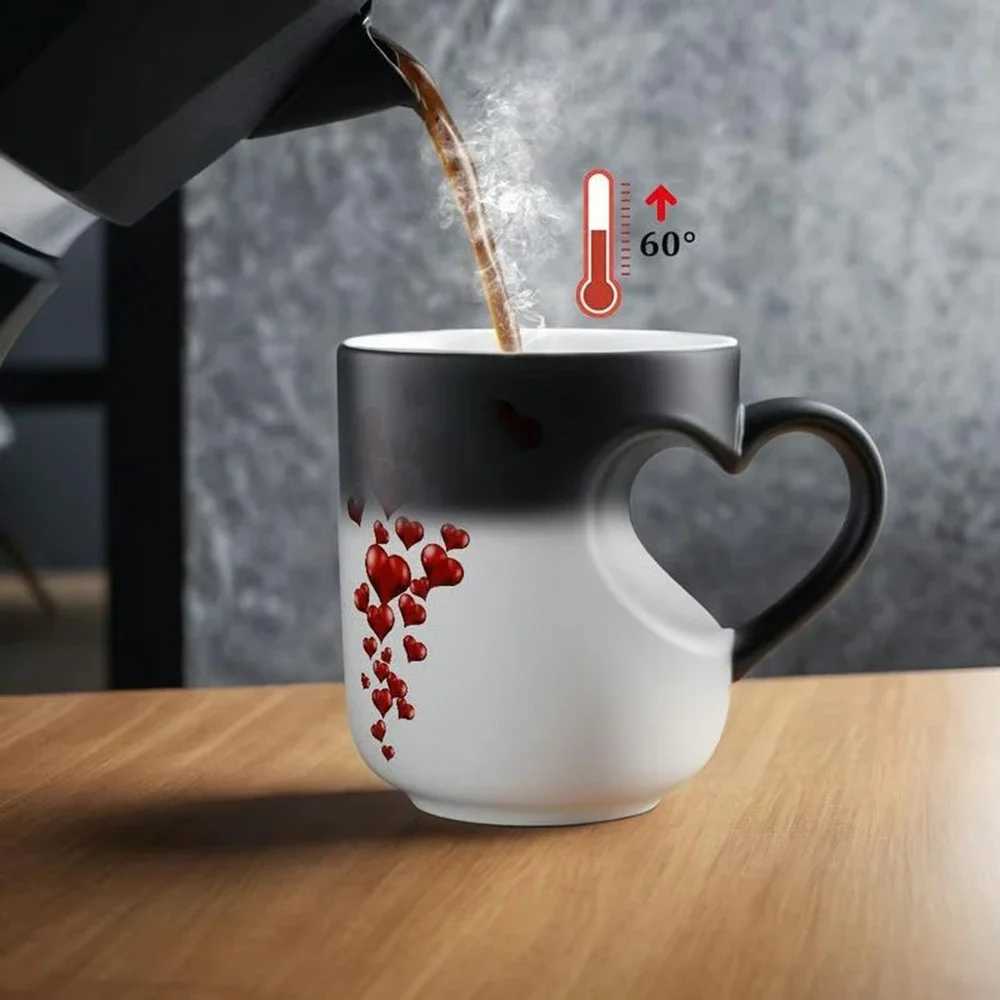 Color Changing Funny Mug Magic Coffee Tea Heat Changing Sensitive Cup Design Drinkware Ceramic Mugs Valentines Love Gift Idea D260323