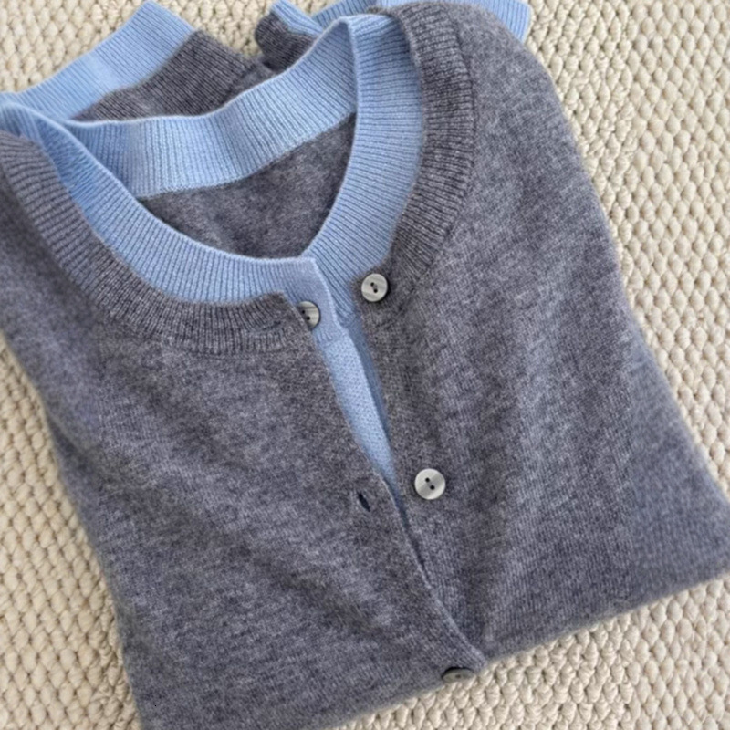 Polo Designer Hoodie Color-block Sweater For Women Autumn And Winter Layered Knit Cardigan Slim Fit Fake Two-piece Designer T-shirt Base Shirt Coat