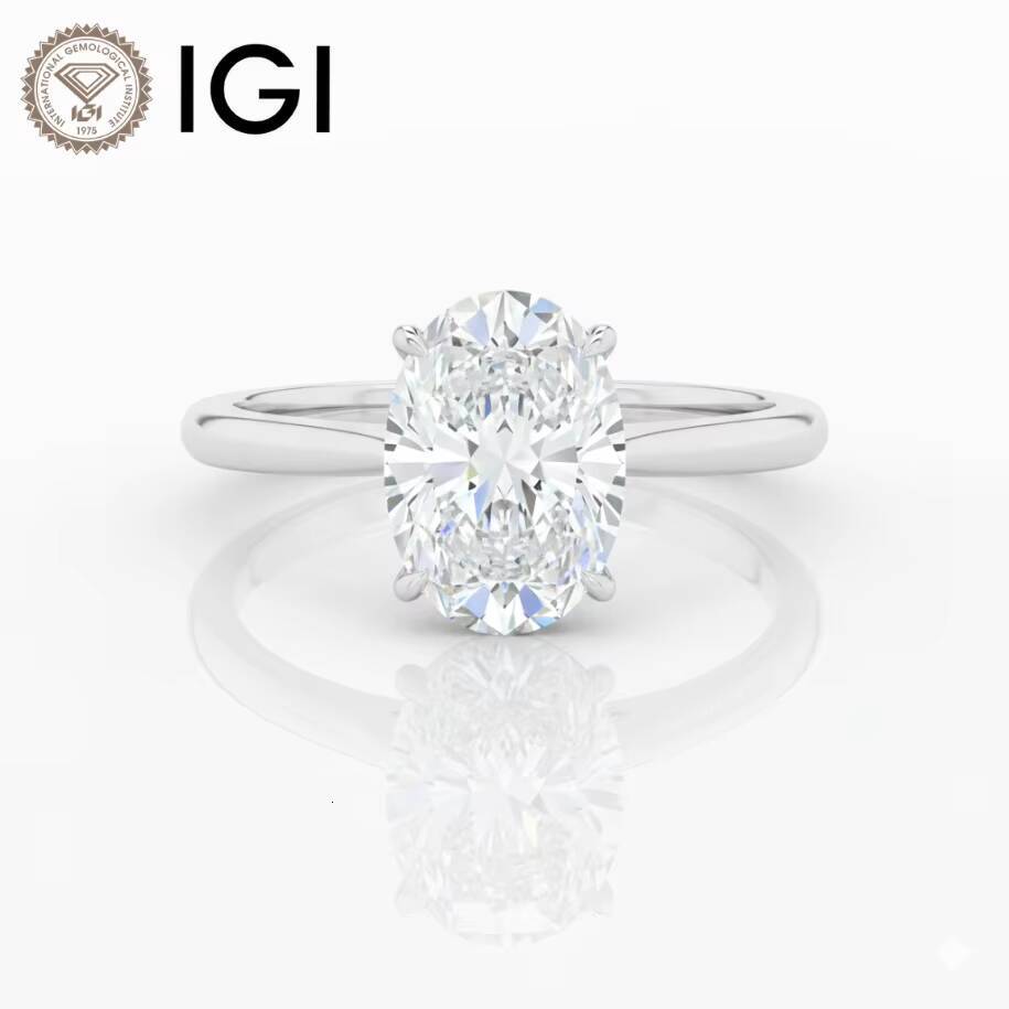 ANIVA Modern 9K White Gold IGI Certified VS1 F Color 1 CT Oval Cut Lab Grown Diamond Prong Setting Solitaire Ring Women