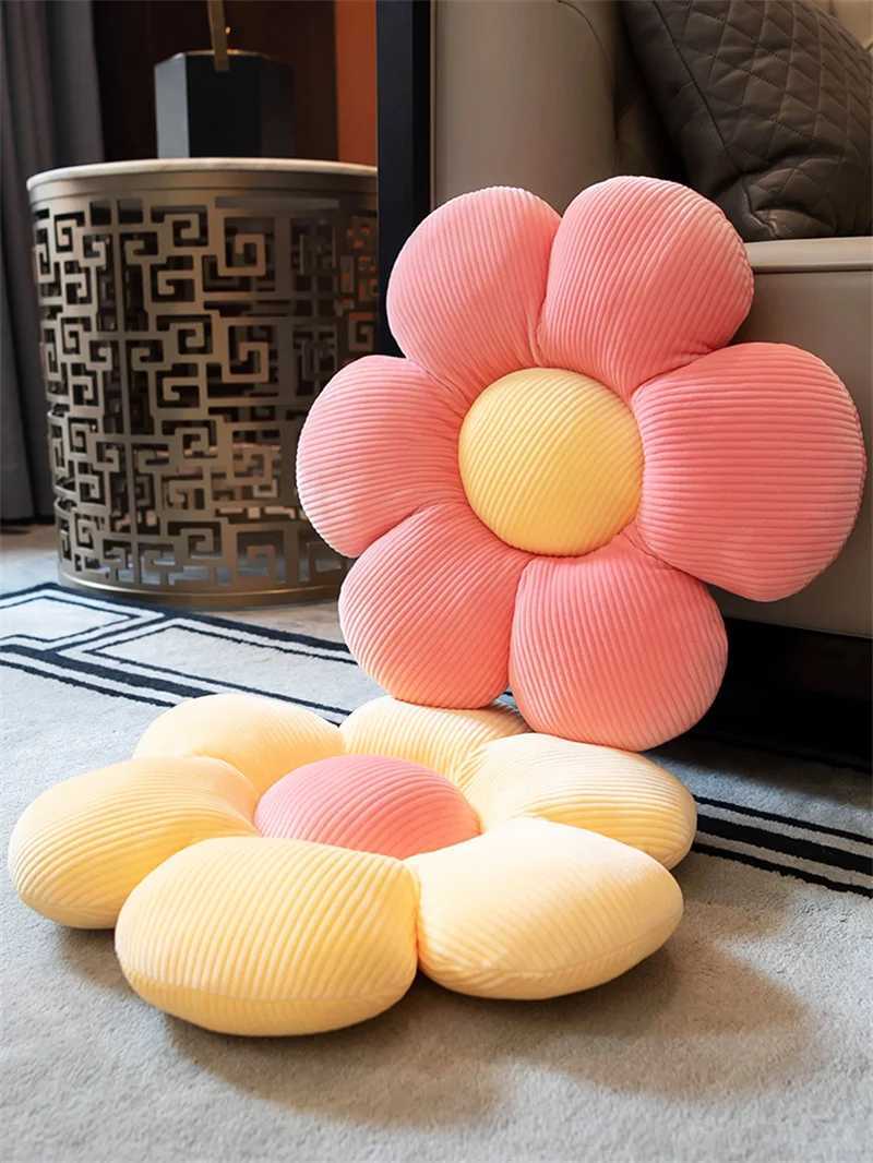 Stuffed Six Petal Flower Cushion Girly Room Decor SunflowerSetting for Kids Bedroom Seat Pillow Bay Window Pink Flower H260323