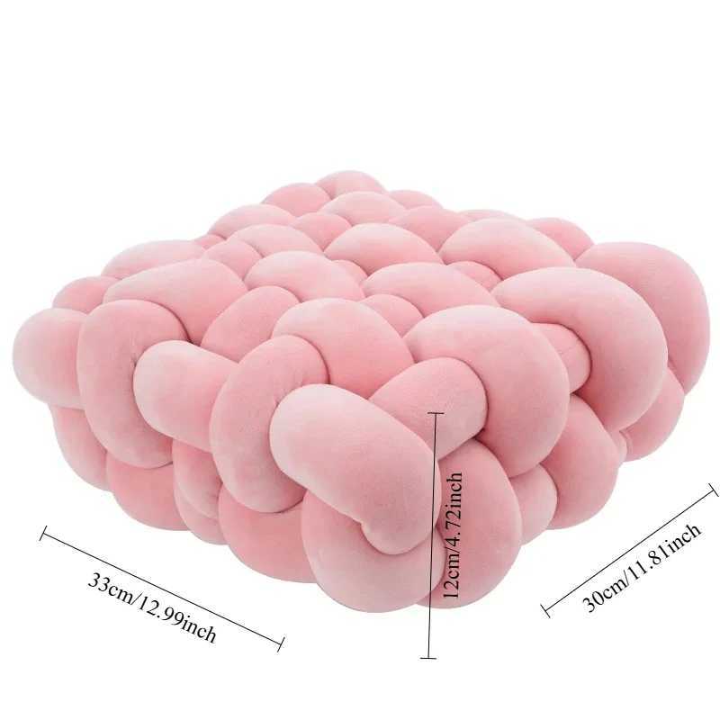 Living Room Soft Plush Knot CushionSofa Pillow Solid Square Hand-Woven Home Throw PillowSquare Woven Seat Cushion H260323