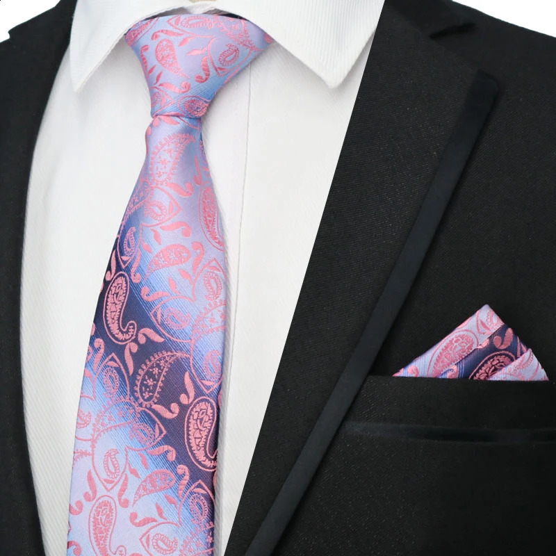 Pink Color Tie Set 8CM Mens Necktie Neck Ties Sets For Man Floral Dot Stripes Jacquard Cravat Tie Business Party Corbatas 260323 - view 7