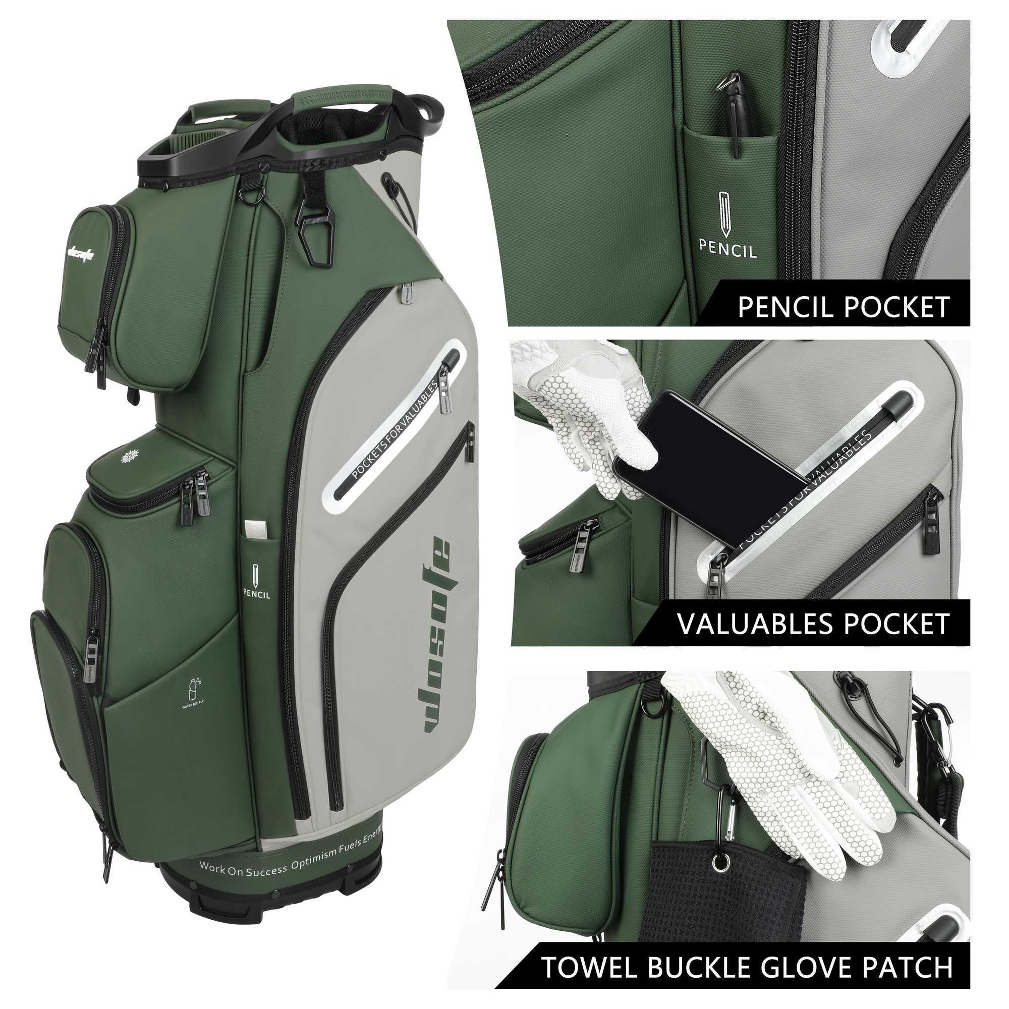 PU Leather Lightweight Men Women Blue White Black Green Golf BagMultiple 10 Pockets 14-Way Dividers Cooler Pouch Golf Cart Bag D260323