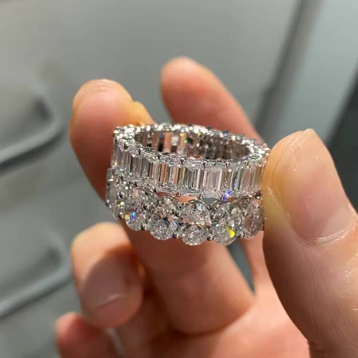 Emerald Eternity Band Lab-grown Diamond Lab Grown Diamond 14K 18k Gold Band Ring IGI Certificated Wedding Band Rings
