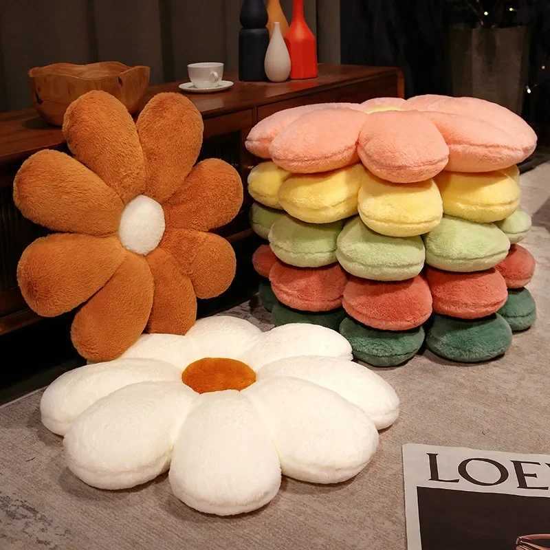 Sofa Bay Window Cushion New Rabbit Fur Daisy Flower Cushion Lumbar Back Car Cushion Lumbar Cushion Back Cute Pillow H260323