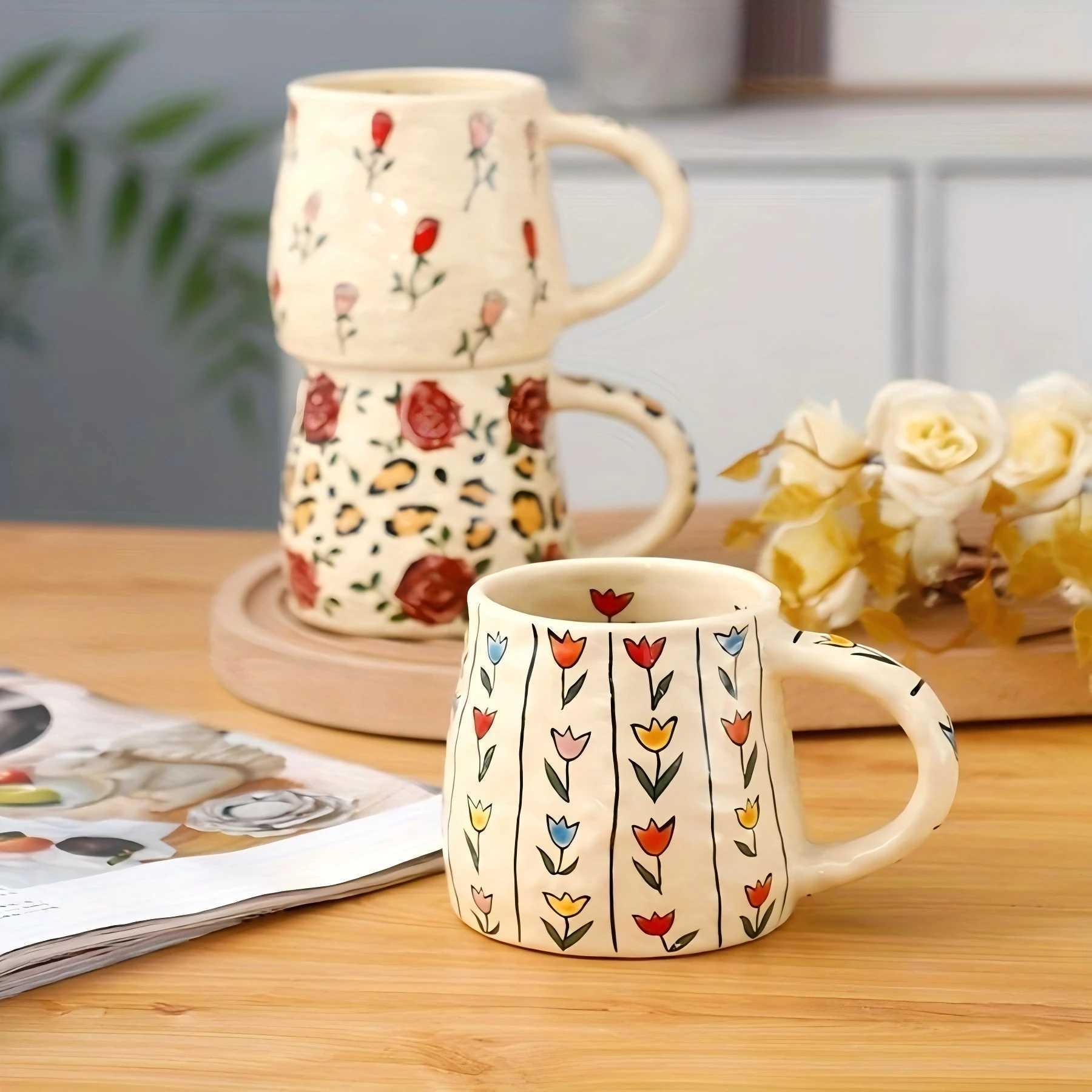 1PC 350ml Handmade Unique Design Ceramic Mug Coffee Mug for Tea Coffee Milk Juice in Kitchen Dining Room Living Room H260323