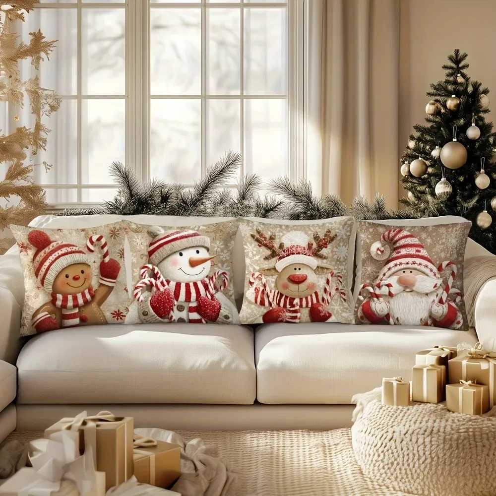 Festive Christmas Themed Pillowcases Gingerbread Snowman Reindeer Santa Designs New Year home decoration 1PC H260323