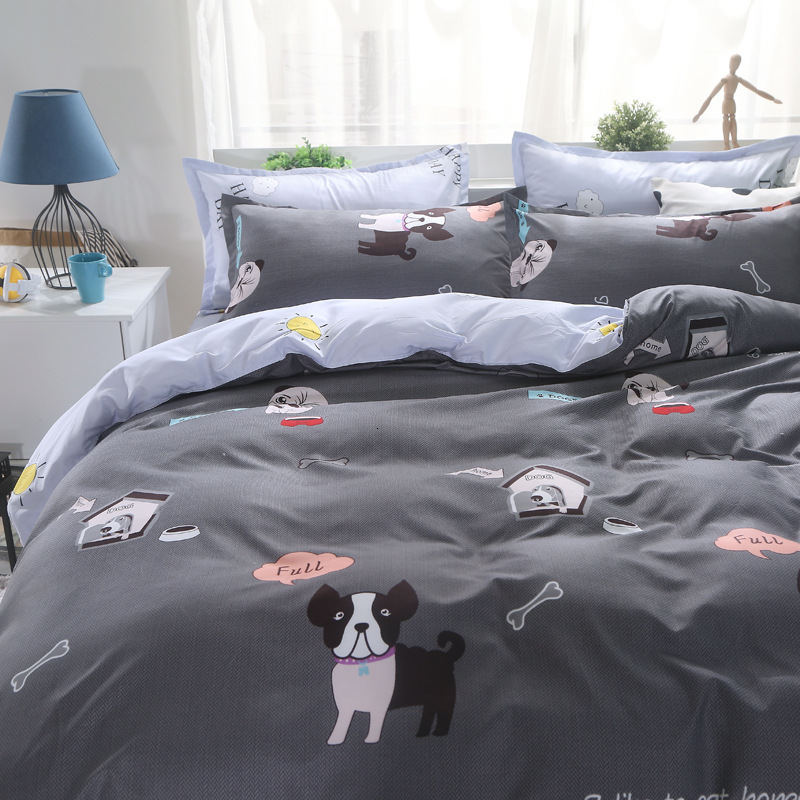 Wholesale brushed fabric minimalist style four-piece aloe vera cotton duvet cover, bed sheet three-piece set, student dormitory gift, in stock 1