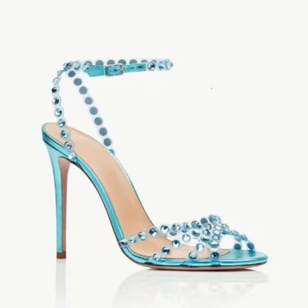Cross-Border Manufacturer Order European And American Style Elegant Socialite Jelly Sandals Stiletto Colorful Diamond High Heels For Banquets