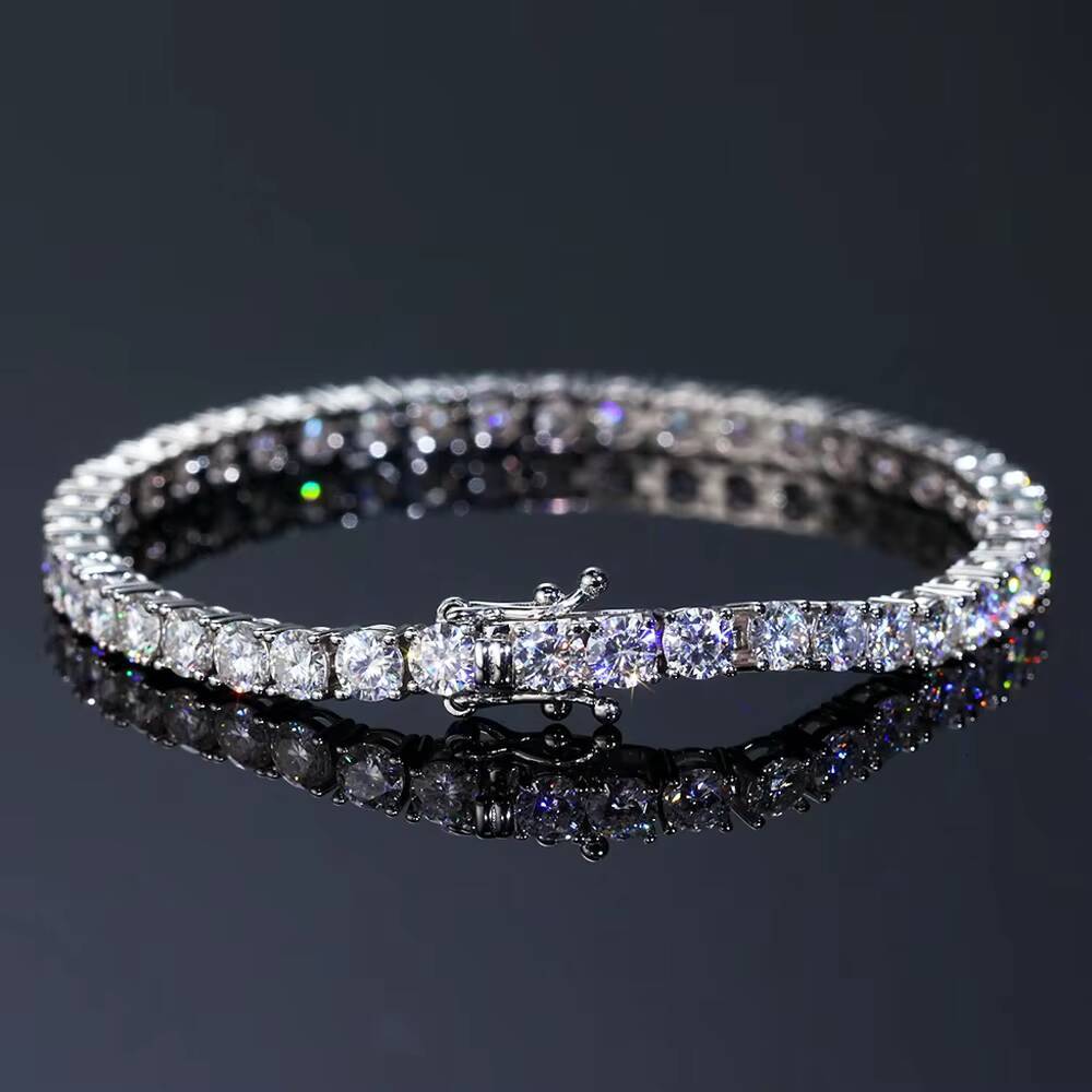 Moissanite Diamond Tennis 14K Gold Plated 925 Silver Fine Jewelry Men Women Gift 2mm 3mm 4mm 5mm VVS GRA Iced Out Chain Bracelet