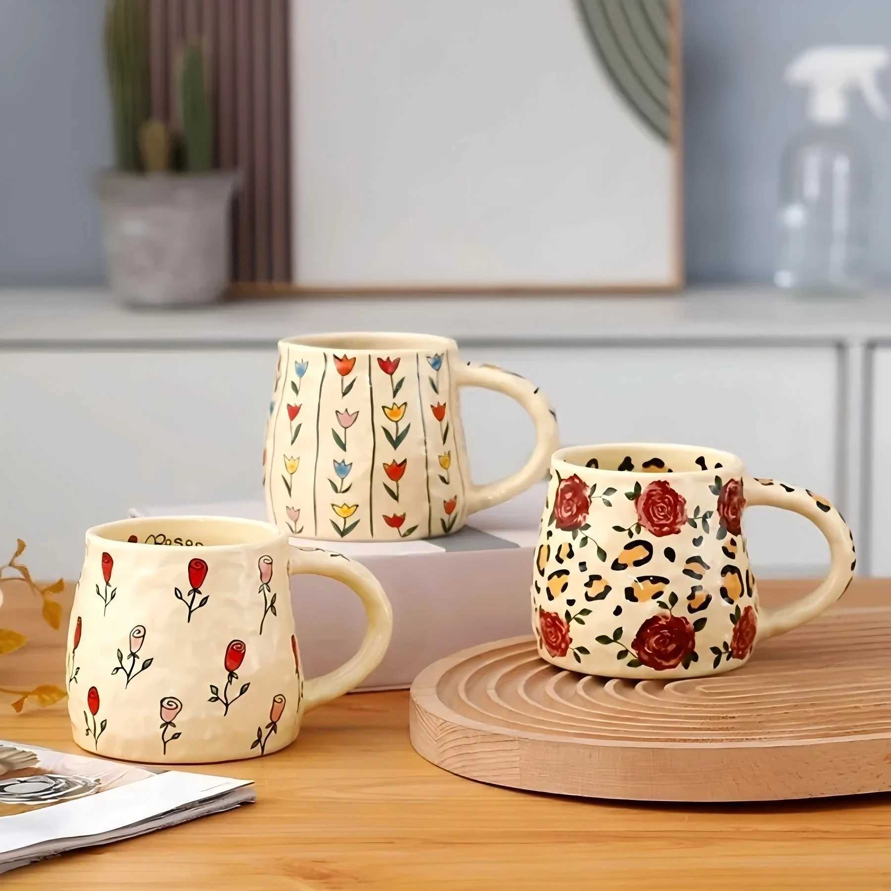 1PC 350ml Handmade Unique Design Ceramic Mug Coffee Mug for Tea Coffee Milk Juice in Kitchen Dining Room Living Room H260323