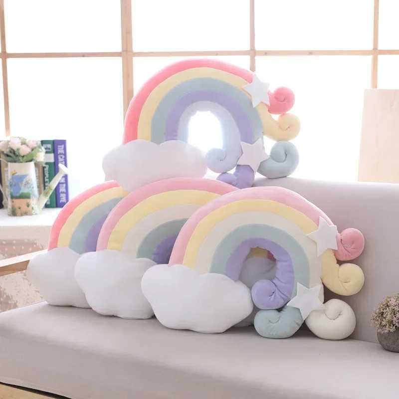 Cute Cushion Plush Toys Baby Sleeping Pillow Stuffed Moon Soft Shooting Star Rainbow Shell Cushion Room Decoration Gifts H260323