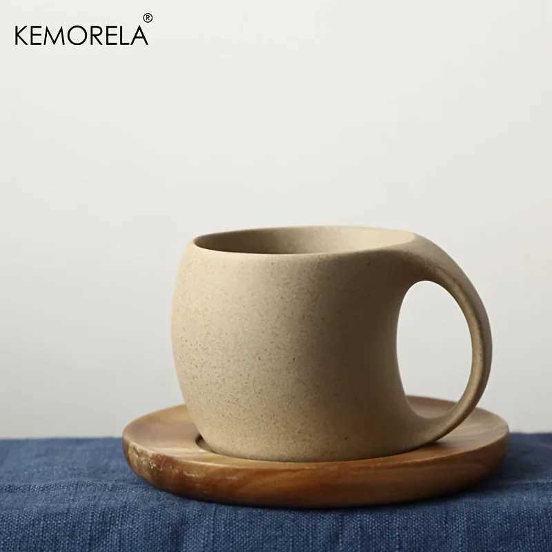 KEMORELA 220ml Ceramic Coffee Cup And Saucer Set Simple Water Cup for Breakfast Milk Oat Drink Exquisite Afternoon Tea Mug D260323