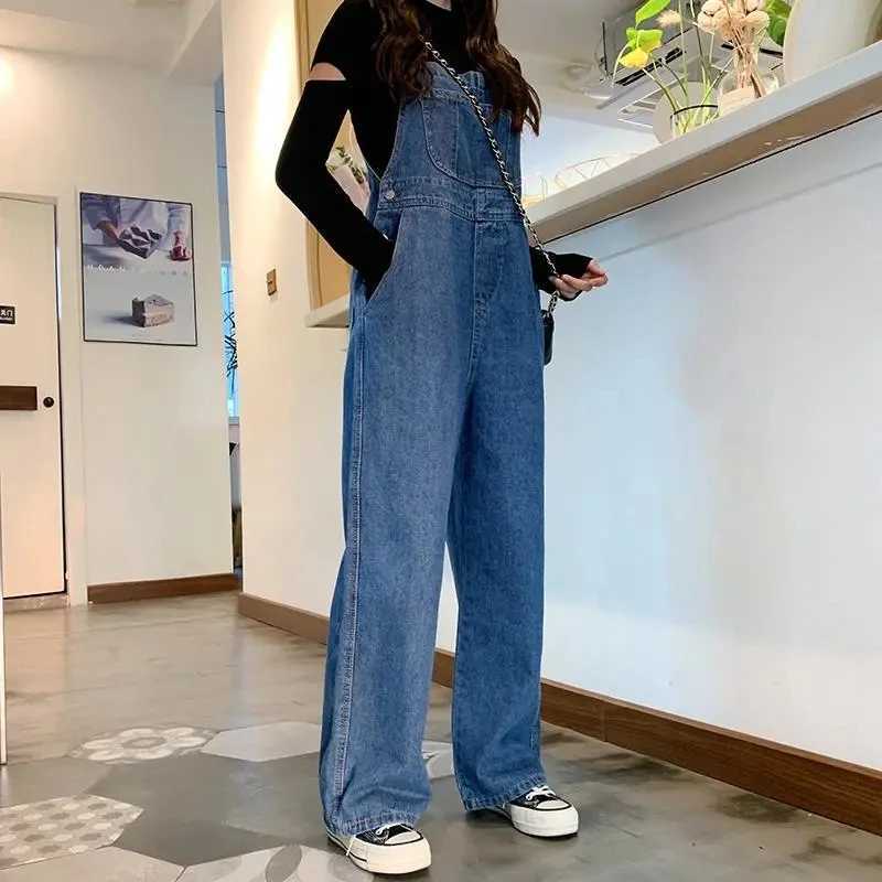Design sense niche Workwear Denim Overalls Women 2025 New Spring Autumn High waisted Loose Wide leg Jumpsuit Female Casual Jeans M260323