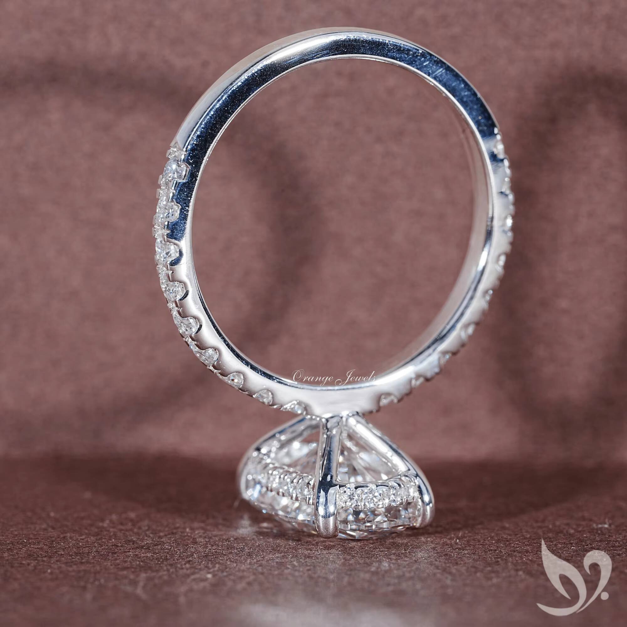 IGI Certified 3CT Oval Cut Lab Grown Diamond Engagement Ring IGI Certified 10k Solid Gold Hidden Halo Ring