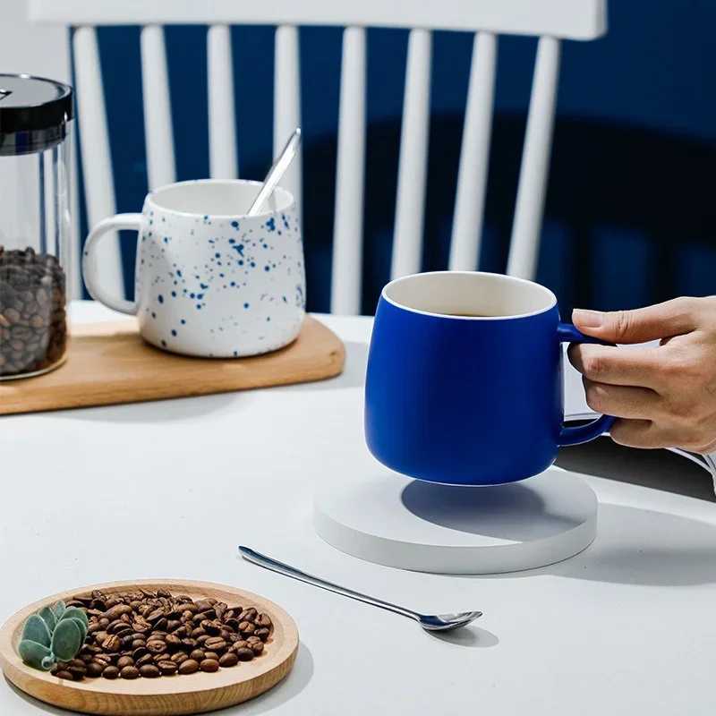 500ml Ceramic Mug Gift Package Blue Coffee Cup Creative design Splash ink Breakfast Oatmeal Cup Festival Gift Porcelain Mug D260323