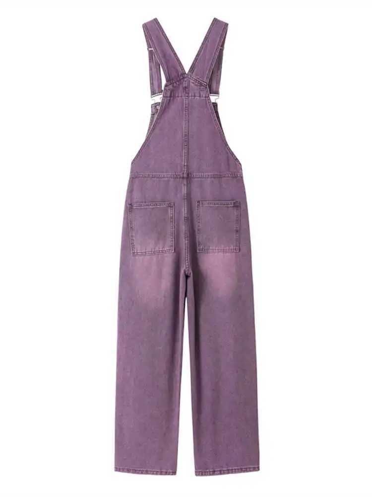 Vintage Denim Overalls Women Spring Autumn High Waist Straight Jumpsuits Female Loose Casual Suspender Jeans M260323