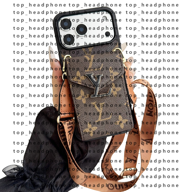 Luxury Wallet Phone Case for iPhone 17Pro Max Crossbody Apple iPhone 16 Pro Max 15 14 13 12 15 plus Designer Card Holders iPhone Case Chain Lanyard Mobile Cover