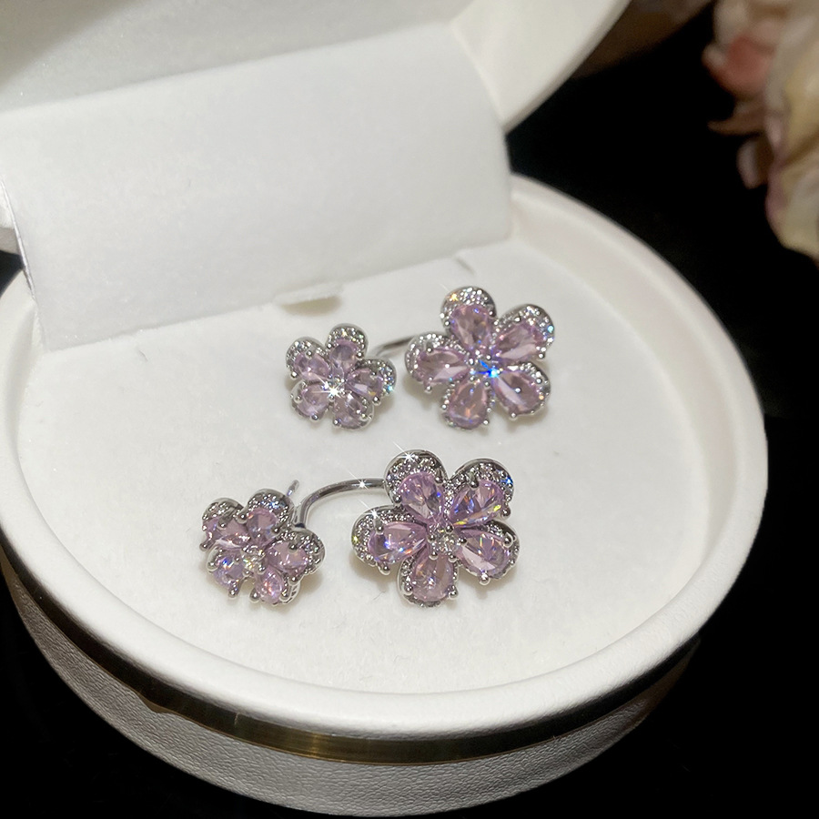 Silver Needle Super Fairy Zircon Flower Sweet Exquisite Elegant Earrings Light Luxury High-End Women's Ear Accessories - view 4