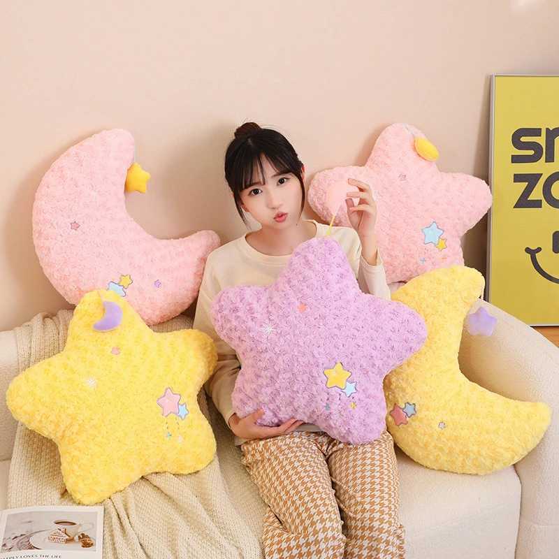 Cute soft moon star plush pillow girl sleeping sofa living room headboard cushion car waist pillow soft Starry Moon Pillow H260323