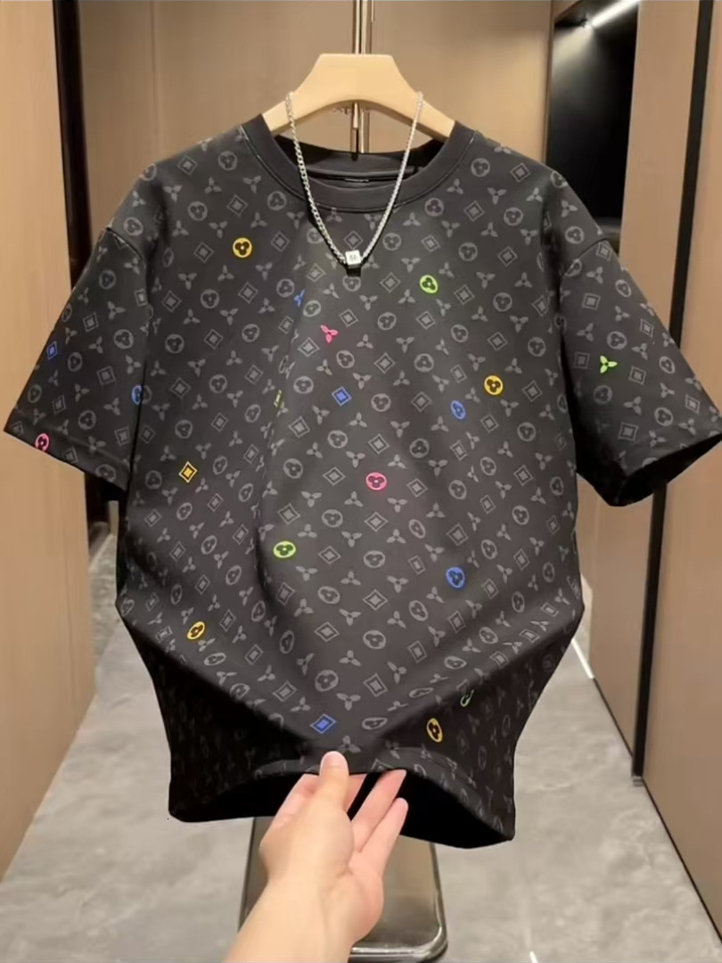 2026 Spring/summer New Full Print Retro Flower Heavyweight Men's T-shirt Fashion Multi Functional Round Neck Top Cool Basic Shirt