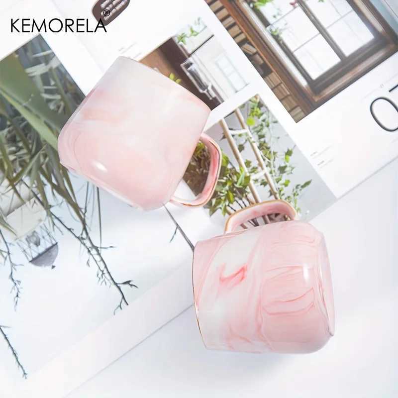 KEMORELA 1PCS 400ml Creative Gold-Rimmed Ceramic Coffee Cup Ceramic Material Oatmeal Breakfast Cup Suitable as a Holiday Gift D260323