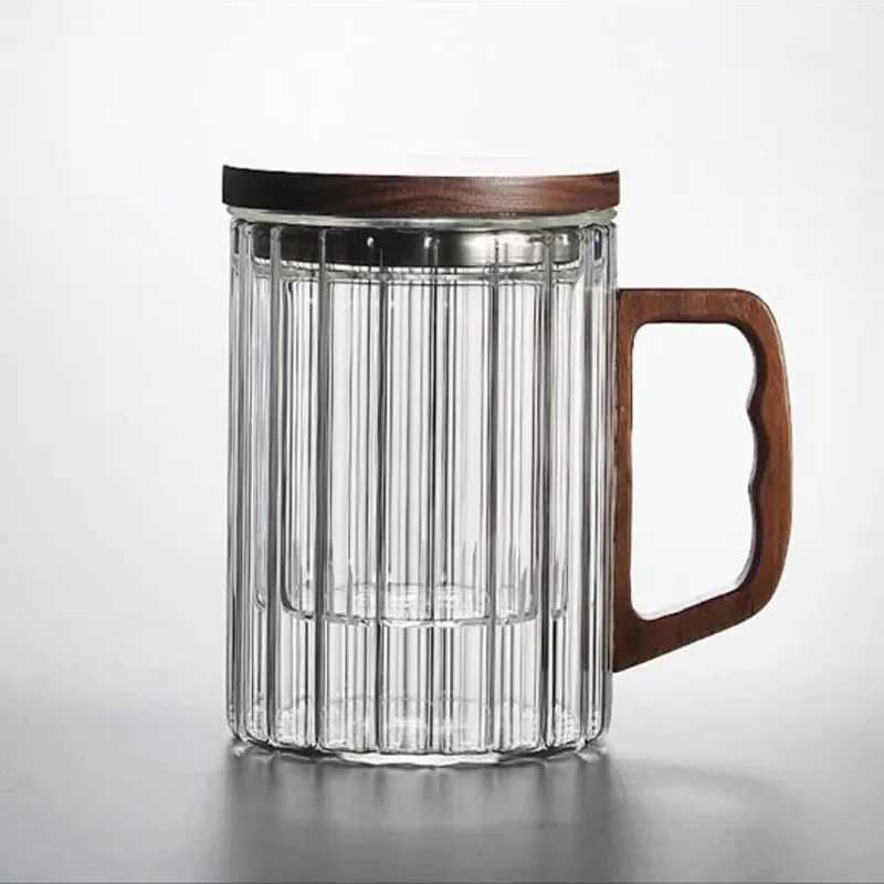 Vertical glass tea separation tea cup Personal office water cup Home filter coffee cup with lid D260323