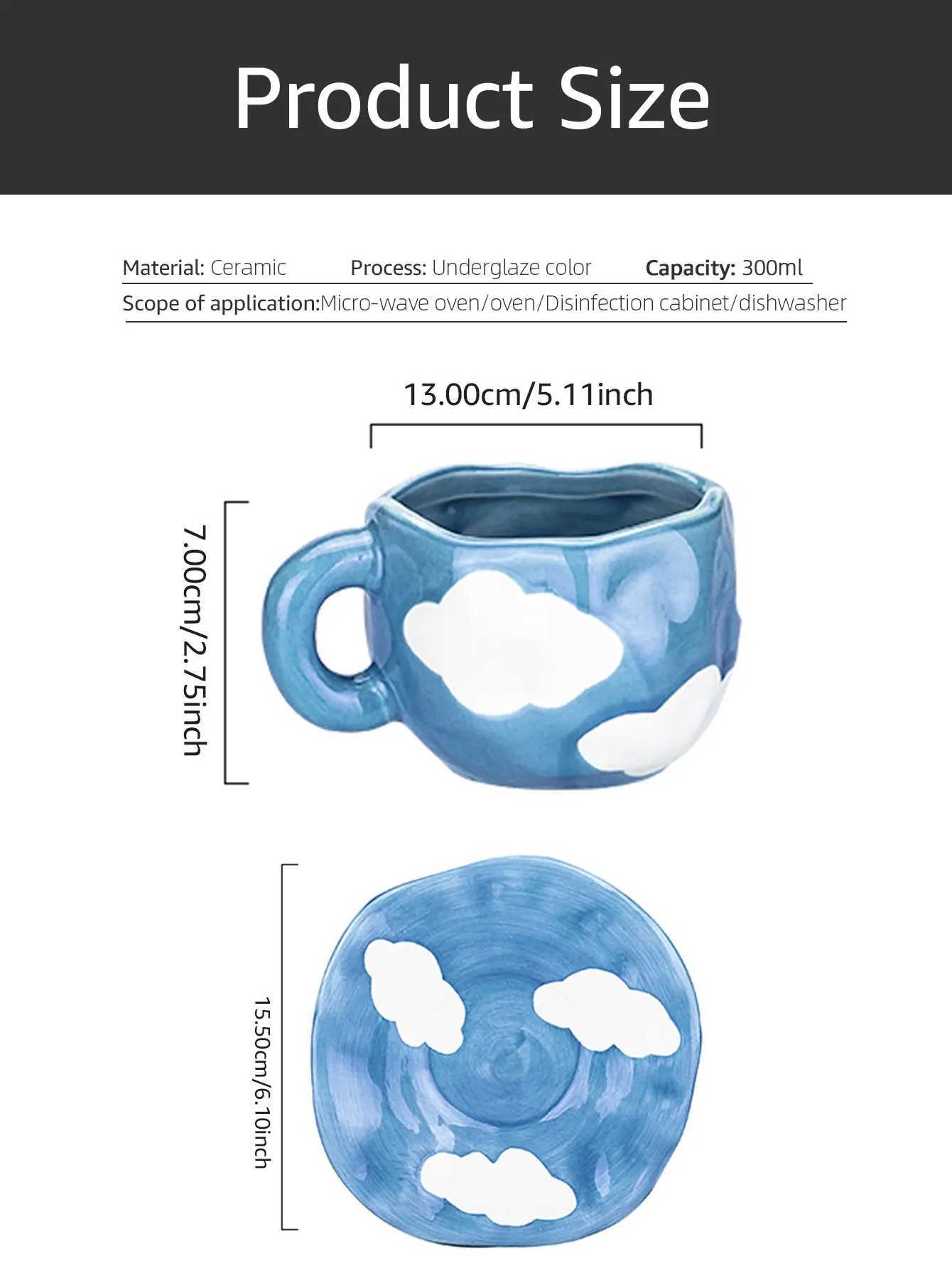 Hand-painted Flower Ceramic Coffee Cup Home Office Mug With Plate Spoon Breakfast Milk Juice Tea Handle Cup Gift Drinkware Set H260323