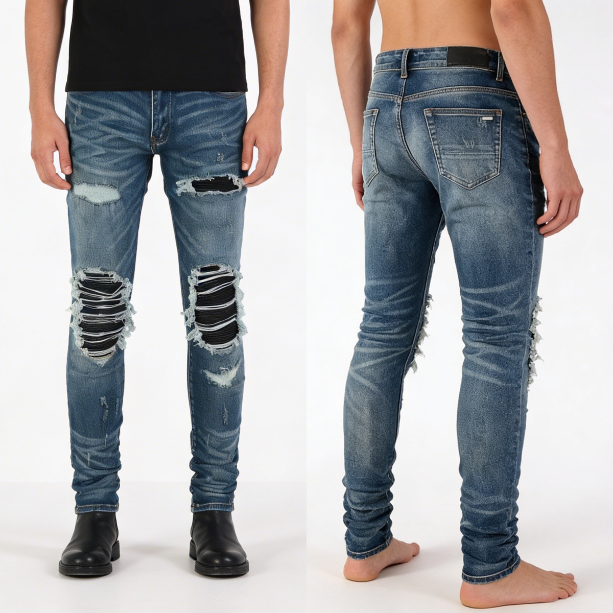Denim Jeans jeans for mens designer jeans black Hip Hopdistressed ripped biker jeans slim fit designer Size 28-40