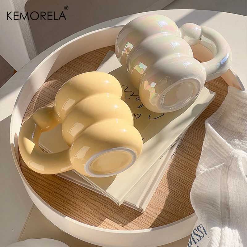 KEMORELA Ceramic Mug with Handle Cute Circle Bubble Design Coffee Cup for Breakfast Milk Juice Tea Microwave Safe Water Drink D260323