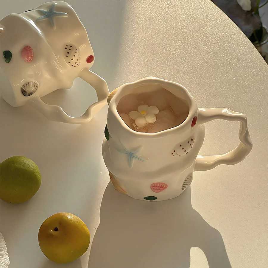 Ceramic cup Coffee cup Water cup Mug Tea cup Cup Bone china Jingdezhen ware Large capacity High-temperature fired Ivory-white po H260323