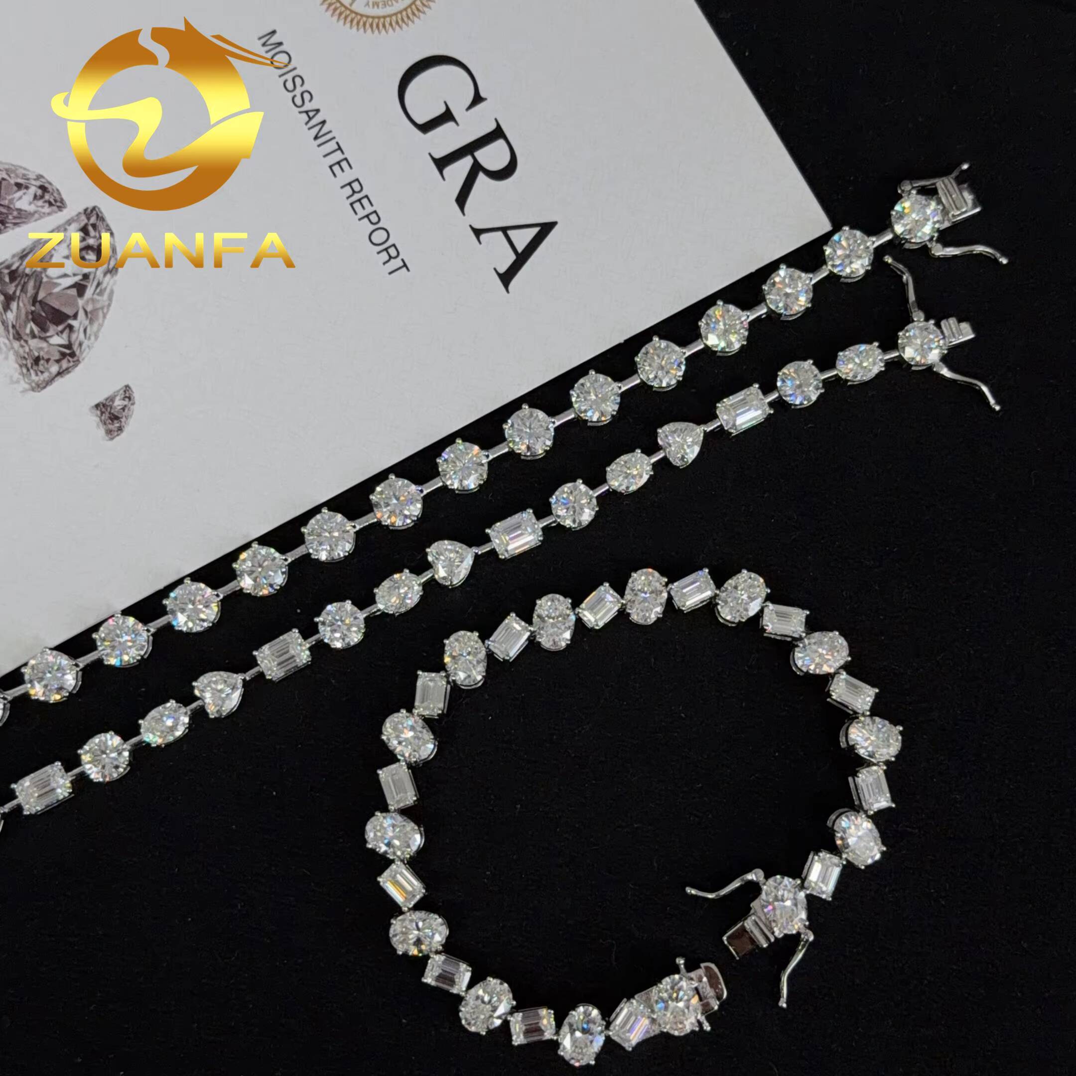 New Fancy Cut Hip Hop Jewelry 925 Silver Moissanite Diamond Tennis Bracelet Men Women Iced Out Tennis Bracelet