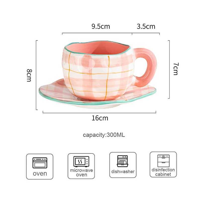Handmade Creative Ceramic Mugs Cloud Coffee Cup Plate Set Afternoon Tea Latte Cup Irregular Flower Milk mug Korean Style Mugs H260323