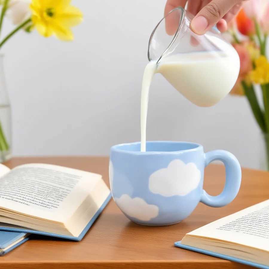 Ceramic cup Coffee cup Water cup Mug Tea cup CupFloral pattern Couple For home Milk Pure white Bone china Jingdezhen ware Large H260323