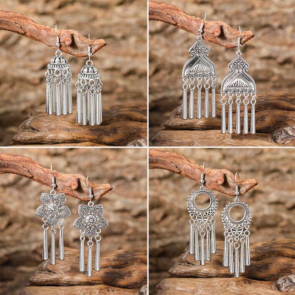 New accessories: floral Miao Bohemian alloy earrings, ethnic style popular earrings wholesale