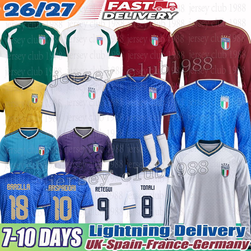 italy jersey 2026 Jersey Retegui Raspadori Orsolini Maldini maglia italia Soccer Jersey Frattesi Barella Dimarco Bastoni italia jersey Football Shirt Kids Kit 4xl